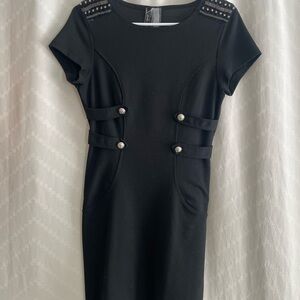 Betsy Johnson Black Studded military Dress
